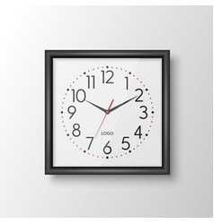 3d Realistic Black Square Wall Office Clock