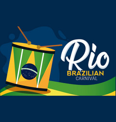 Colored Rio De Janeiro Carnival Poster With Drum