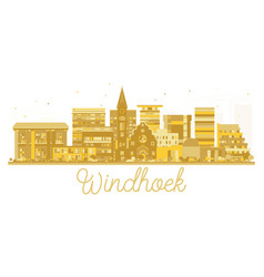 Windhoek Namibia City Skyline Golden Silhouette