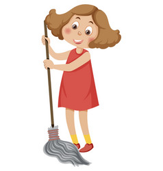 Cartoon Kid In Cleaning Posture