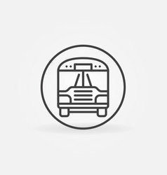 School Bus In Circle Concept Line Icon