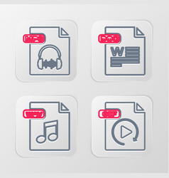 Set Line Gif File Document Wav Doc And Mp3 Icon