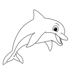 Little Dolphin Cartoon Animal Bw