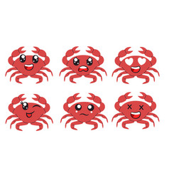 Crab Cartoon Face Expression Smile Wink