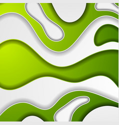 Bright Green Papercut Waves Abstract Background