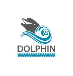 Dolphin Emblem With Sea Waves