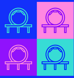 Pop Art Line Roller Coaster Icon Isolated On Color