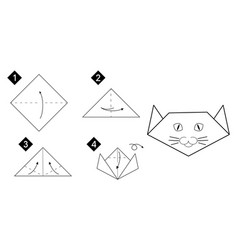 How To Make Origami Cat Black Line Instructions