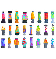 Lava Lamp Icons Set Cartoon Disco Liquid