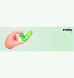 Person Holding A Glossy Green Checkmark In His