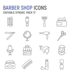 Barber Shop Line Icon Set