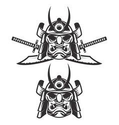 Set of the samurai mask with crossed swords Vector Image