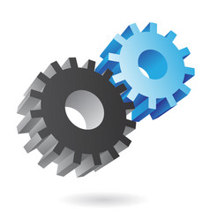 3d Blue And Black Cogs Or Gears Icon