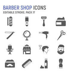 Barber Shop Glyph Icon Set