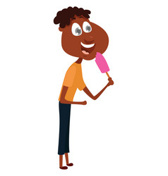 Boy Eating Ice Cream On White Background