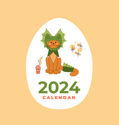 Calendar2024 Cover Cute And Funny Cat In A Dragon