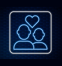 Glowing Neon Line Lover Couple Icon Isolated