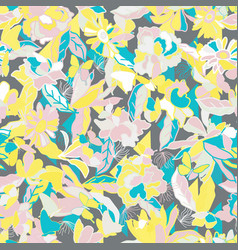 A Seamless Pattern Of Yellow And Pink Flowers On A