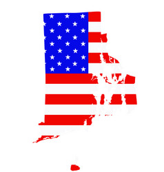 Rhode Island State Map Silhouette Usa Flag Over