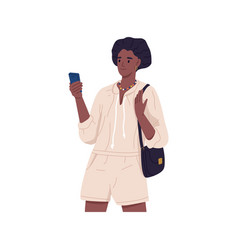 Black Woman With Mobile Phone In Hands Person