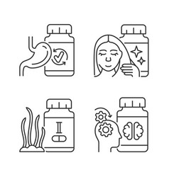 Food Supplements Linear Icons Set