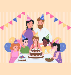 Kids Birthday Indoors Flat Color