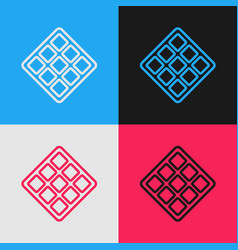 Pop Art Line Waffle Icon Isolated On Color