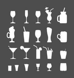 White Silhouette Set Of Alcohol And Soft Drinks