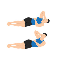 Man Doing Oblique Crunch Exercise Flat