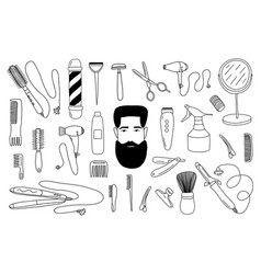 Doodle Barber Shop Elements Set