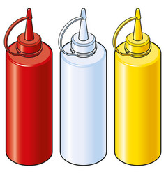 Ketchup Vinegar And Mustard Bottles