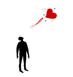 Kite Shaped Like A Heart Man Looking At Flying