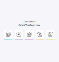 Corona Virus Super Hero Line 5 Icon Pack