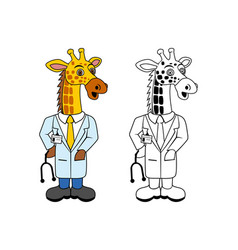 Giraffe Doctor Cartoon Character Design