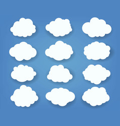 White Clouds Set With Blue Background