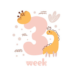 3 Three Week Baby Girl Anniversary Card Newborn