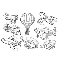 Set Of Different Airplanes - Colouring Page