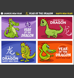 Chinese New Year Designs Set With Cartoon Dragon