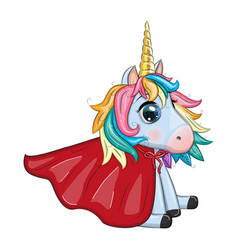 Cute Unicorn Character With Cloak As Super Hero