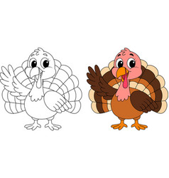 Cute Turkey Waving Hand Outline Coloring Page