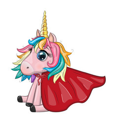 Cute Unicorn Character With Cloak As Super Hero