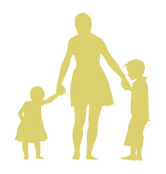 Mother Daughter Son Child Kid Silhouette