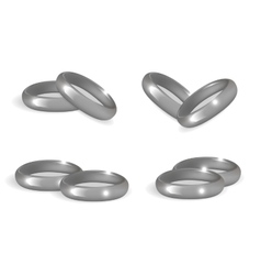 Realistic Wedding Silver Rings Set 3d Bands