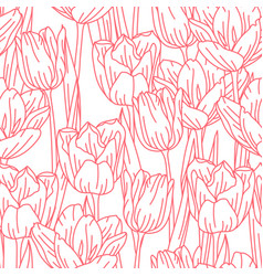 Seamless Pattern With Tulip Flowers Beautiful