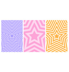 Set Of Posters With Concentric Stars Trendy Y2k