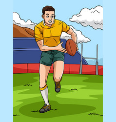 Rugby Sports Colored Cartoon