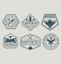 Set Of Vintage Carpentry Service Badge Logo Label