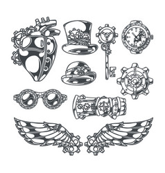 Steampunk Set Isolated Decorative Icons