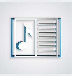 Paper Cut Music Book With Note Icon Isolated