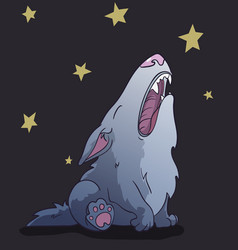 Strange Wolf Sitting And Howling At Stars